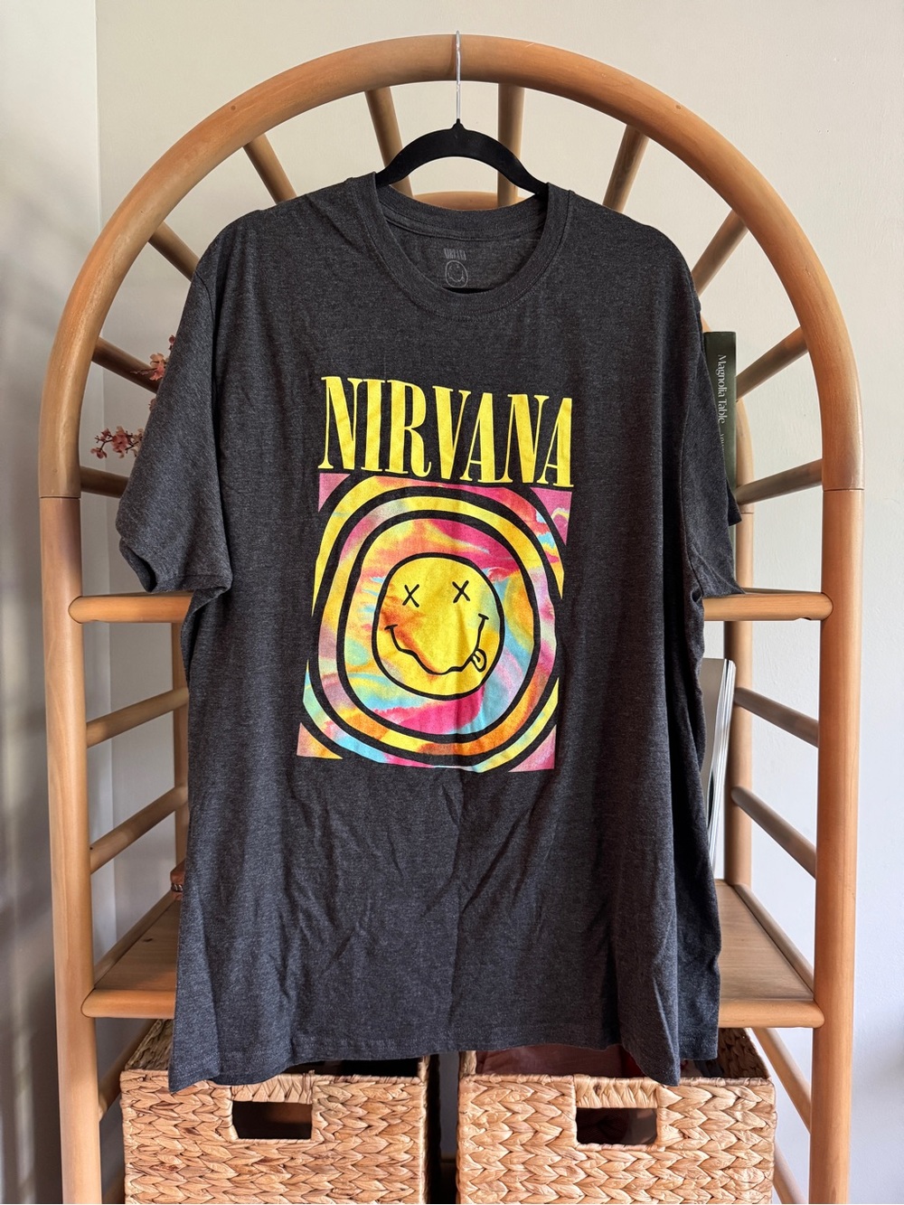 Nirvana Smiley Face Tie Dye Graphic Band Tee Men’s 2XL